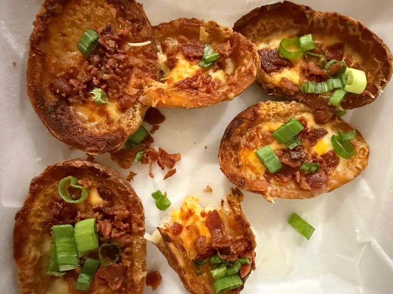 Loaded potato skins with cheddar, bacon and scallions at The Boulevard